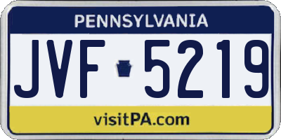 PA license plate JVF5219