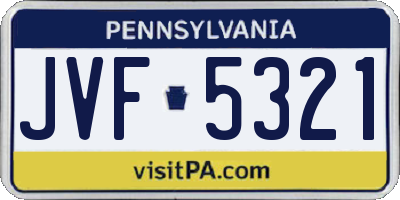 PA license plate JVF5321