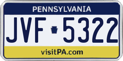 PA license plate JVF5322