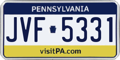 PA license plate JVF5331