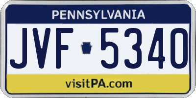 PA license plate JVF5340