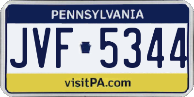 PA license plate JVF5344