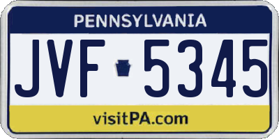 PA license plate JVF5345