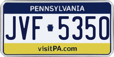 PA license plate JVF5350