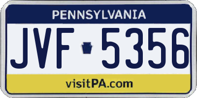 PA license plate JVF5356