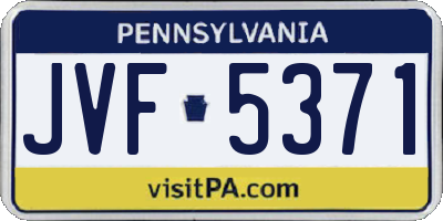 PA license plate JVF5371