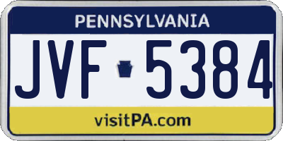 PA license plate JVF5384