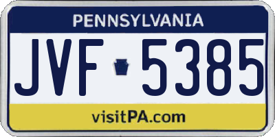 PA license plate JVF5385
