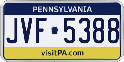 PA license plate JVF5388