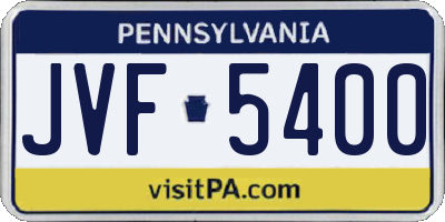 PA license plate JVF5400