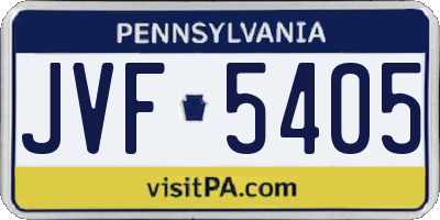 PA license plate JVF5405