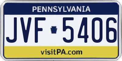 PA license plate JVF5406