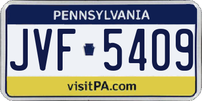 PA license plate JVF5409