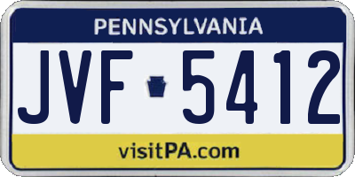 PA license plate JVF5412