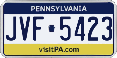 PA license plate JVF5423