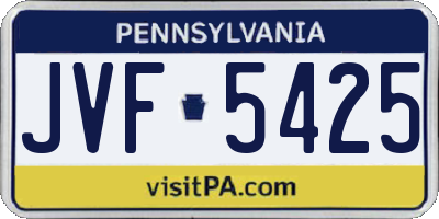 PA license plate JVF5425