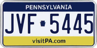 PA license plate JVF5445