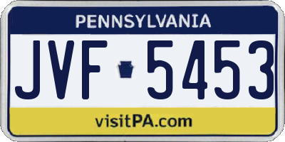 PA license plate JVF5453