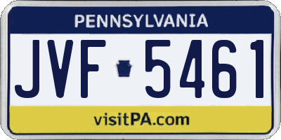 PA license plate JVF5461