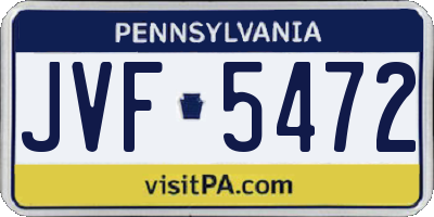 PA license plate JVF5472