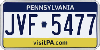 PA license plate JVF5477