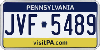 PA license plate JVF5489