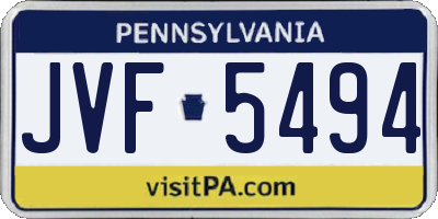 PA license plate JVF5494