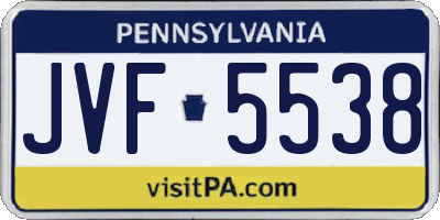 PA license plate JVF5538