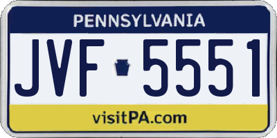 PA license plate JVF5551