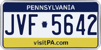 PA license plate JVF5642