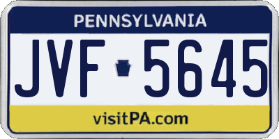 PA license plate JVF5645