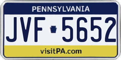 PA license plate JVF5652