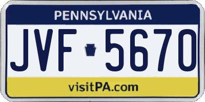 PA license plate JVF5670