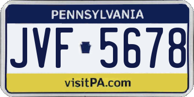 PA license plate JVF5678
