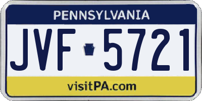 PA license plate JVF5721
