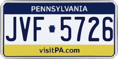PA license plate JVF5726