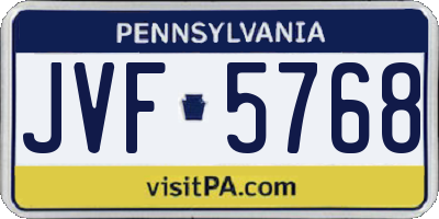 PA license plate JVF5768