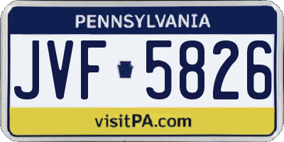 PA license plate JVF5826