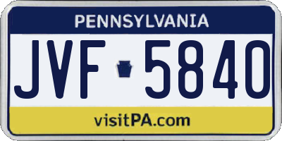 PA license plate JVF5840