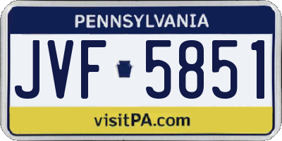 PA license plate JVF5851