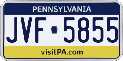 PA license plate JVF5855