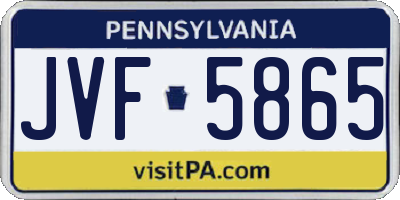 PA license plate JVF5865