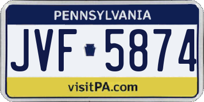 PA license plate JVF5874