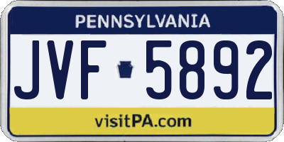 PA license plate JVF5892
