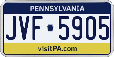 PA license plate JVF5905