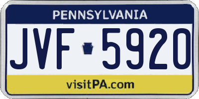 PA license plate JVF5920