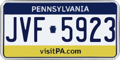 PA license plate JVF5923