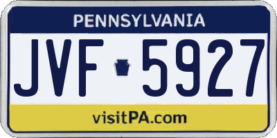 PA license plate JVF5927