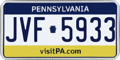 PA license plate JVF5933