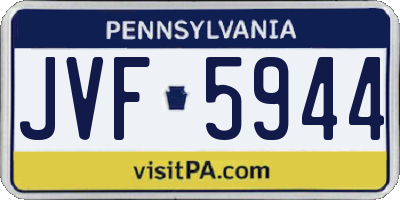 PA license plate JVF5944